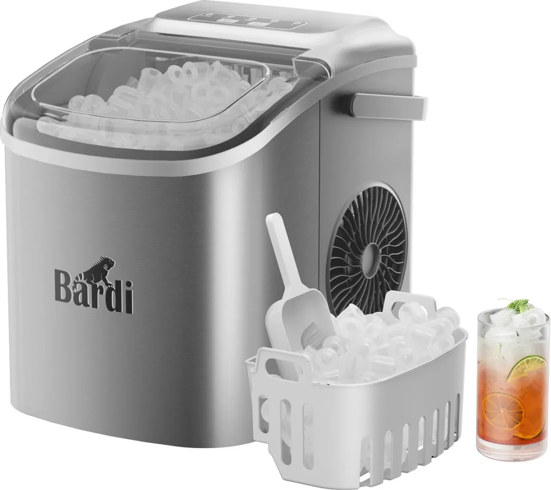 Bardi Deluxe ijsblokjesmachine – ijsblokmaker – Inclusief Luxe Thermosbeker en IJsschep – RVS