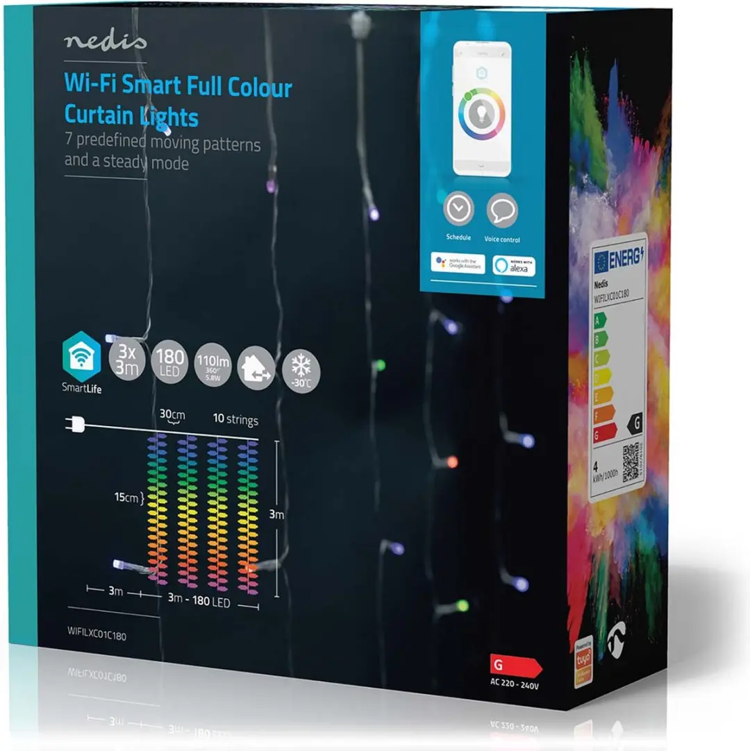 Nedis SmartLife Wi-Fi Gordijnverlichting 180 LED