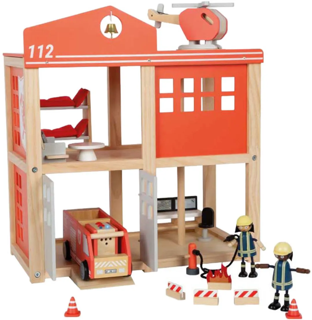 Small Foot Houten Brandweerkazerne - 2 Minifiguren - Multicolor
