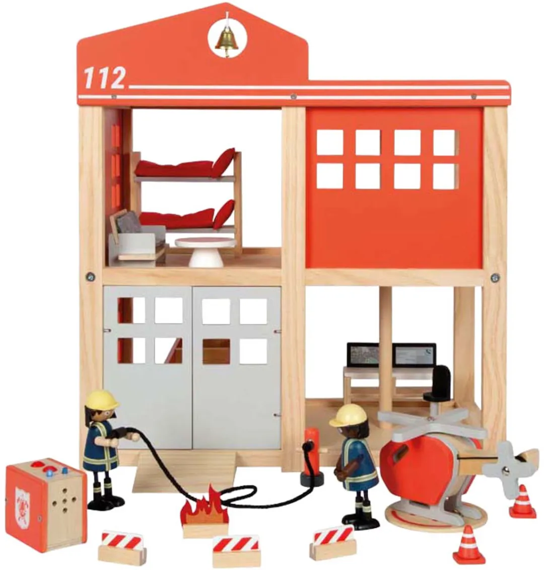 Small Foot Houten Brandweerkazerne - 2 Minifiguren - Multicolor