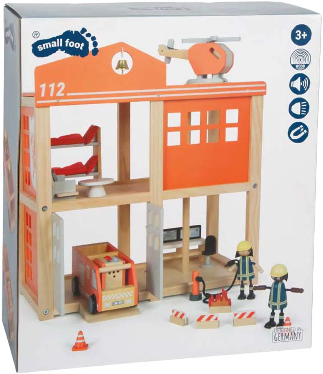 Small Foot Houten Brandweerkazerne - 2 Minifiguren - Multicolor