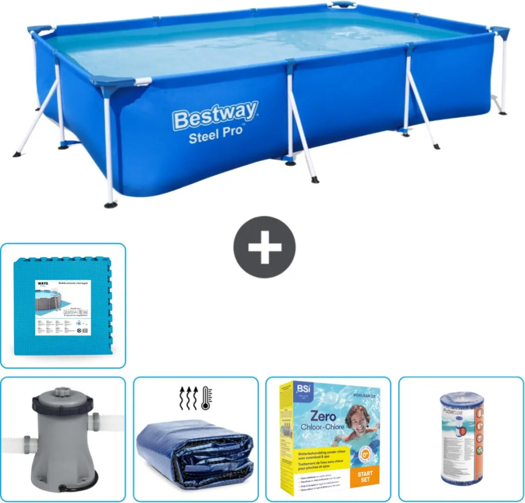 Bestway Steel Pro Zwembad 300x201x66cm - Blauw - 3300L