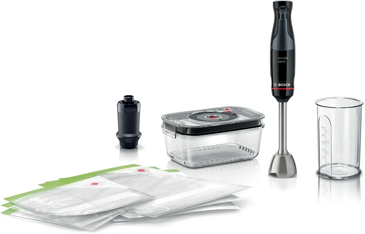 Bosch ErgoMaster Staafmixer 1000W - QuattroBlade Messen - Zwart