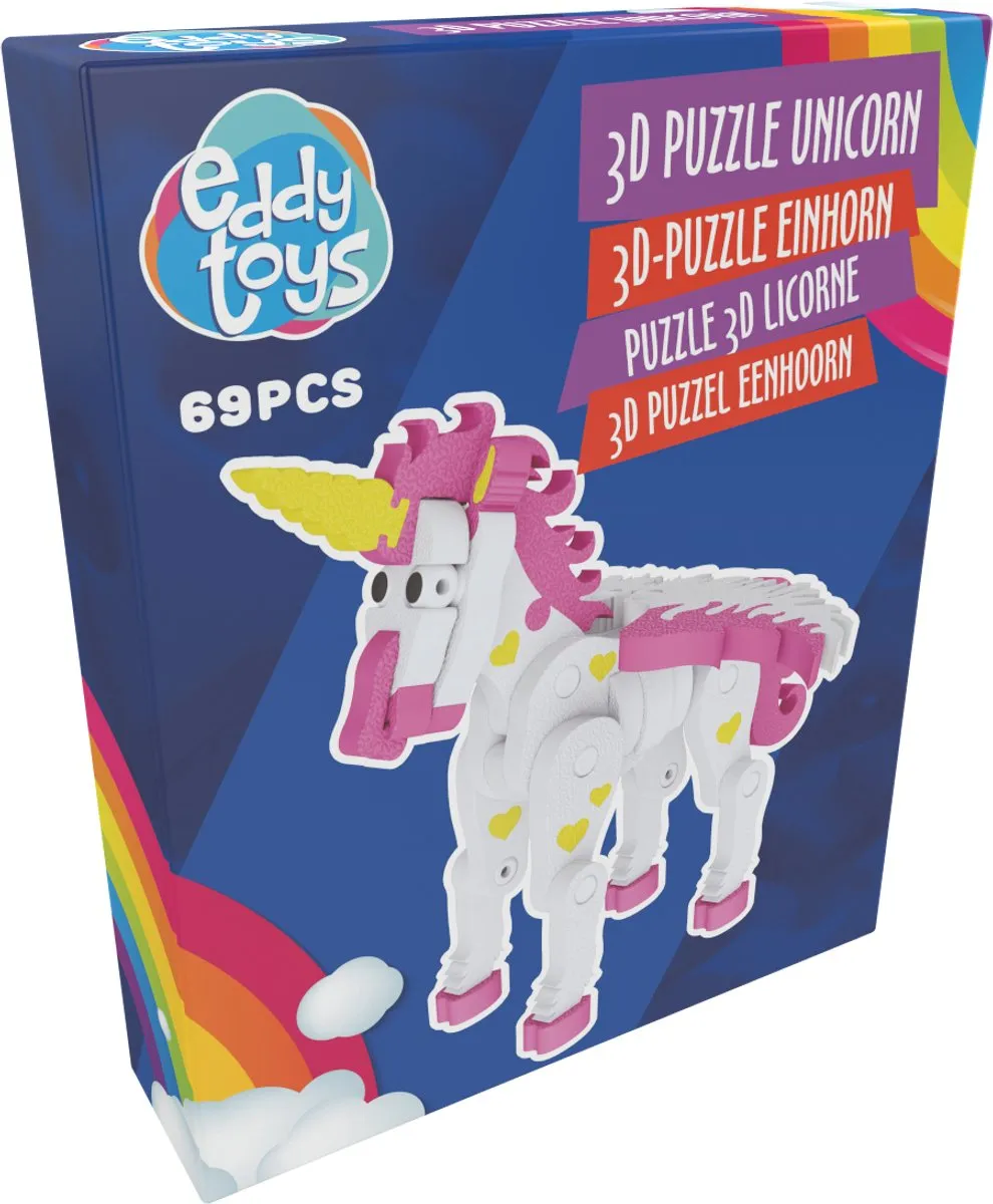 Eddy Toys 3D Eenhoorn Puzzel - Roze
