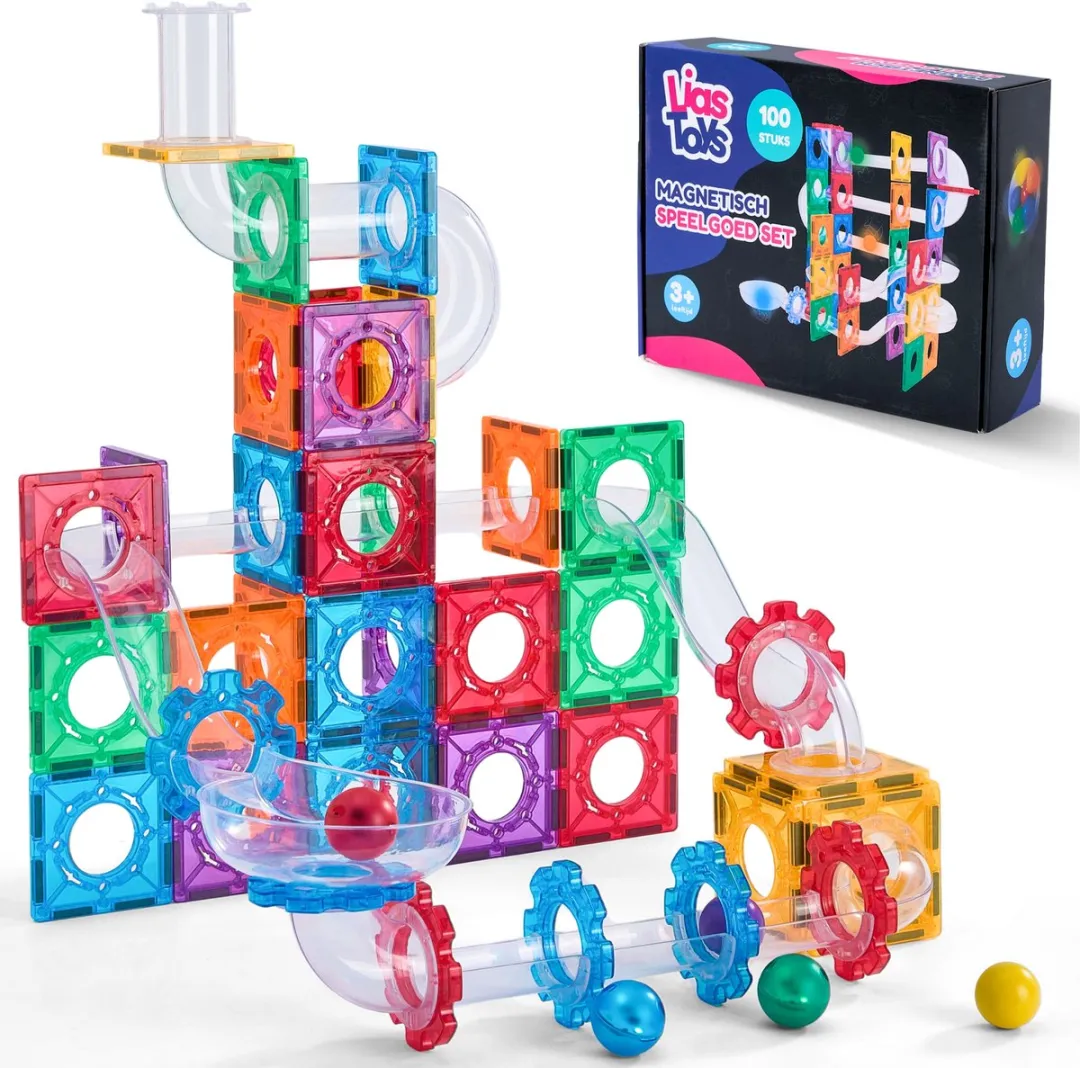 LiasToys Magnetic Tiles Knikkerbaan 100 Stuks