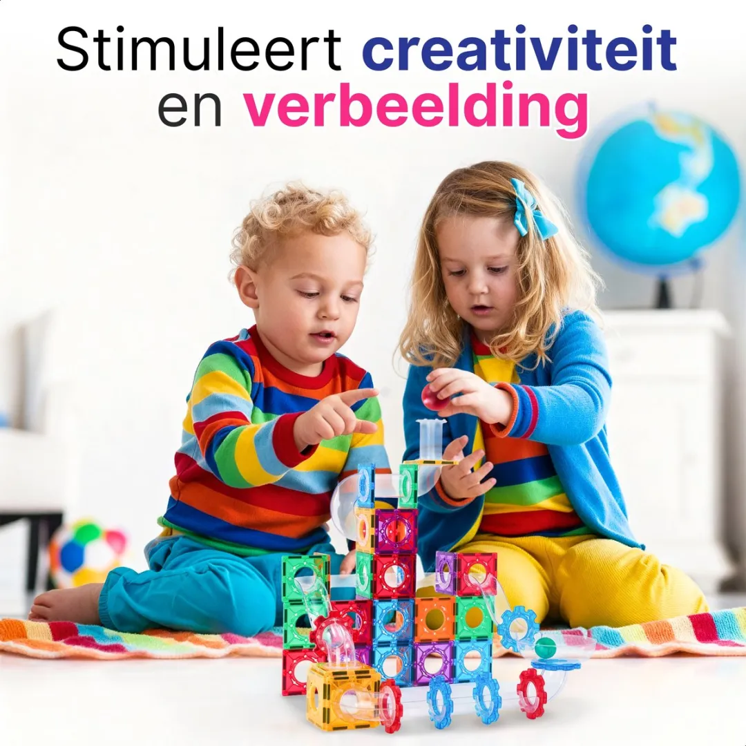 LiasToys Magnetic Tiles Knikkerbaan 100 Stuks - Multicolor