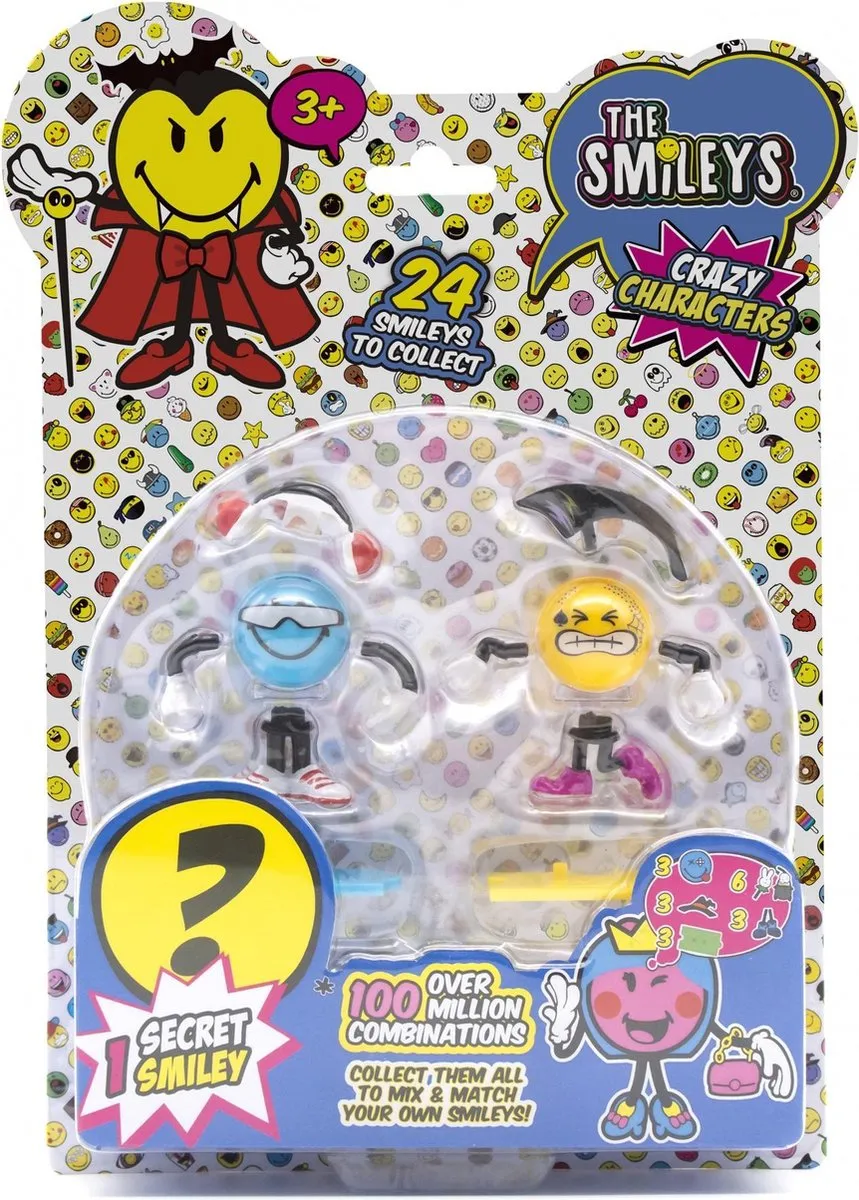 The Smileys - Maak je eigen Smiley door ze in en uit elkaar te zetten - Eindeloos combineren - 12-delig voor 2 hele smileys