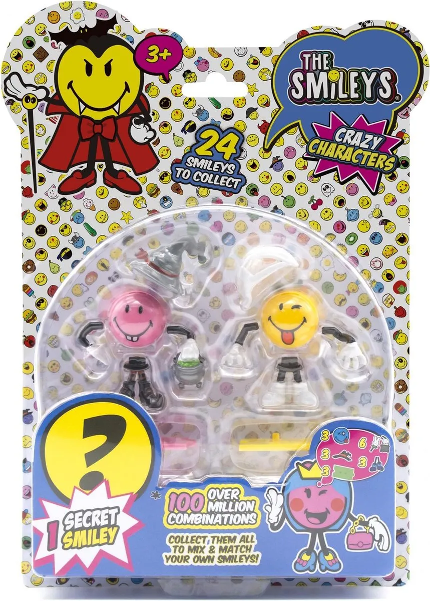 The Smileys - Maak je eigen Smiley door ze in en uit elkaar te zetten - Eindeloos combineren - 12-delig voor 2 hele smileys