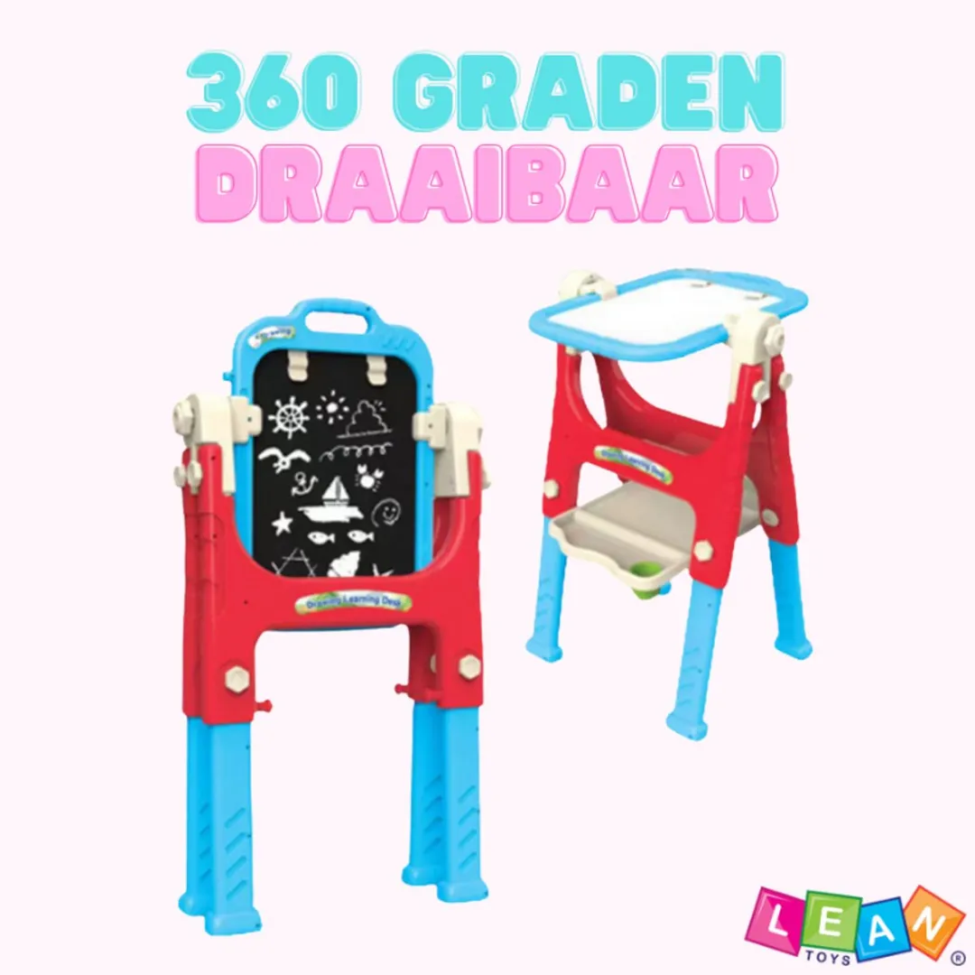 Lean Toys 5-in-1 Teken- & Leerbureau Blauw - Incl. stoel & accessoires