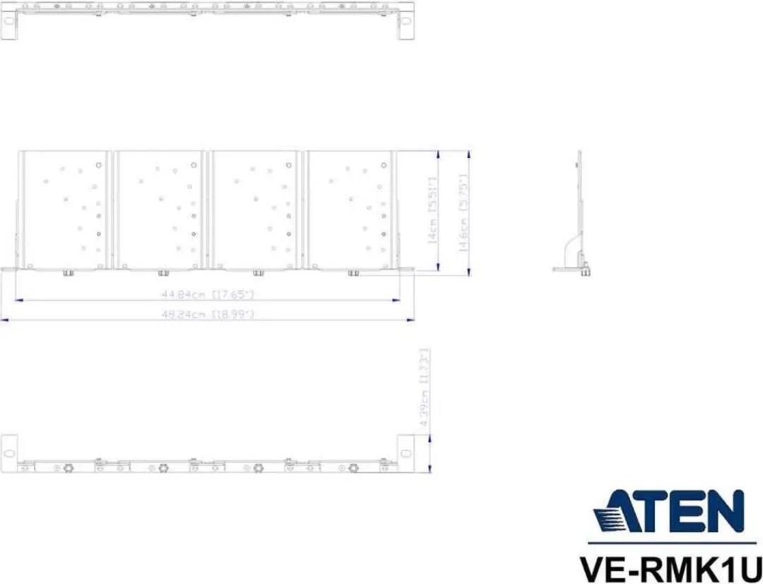 Aten VE-RMK1U Rek Mounting Kit - Video-extender Zwart