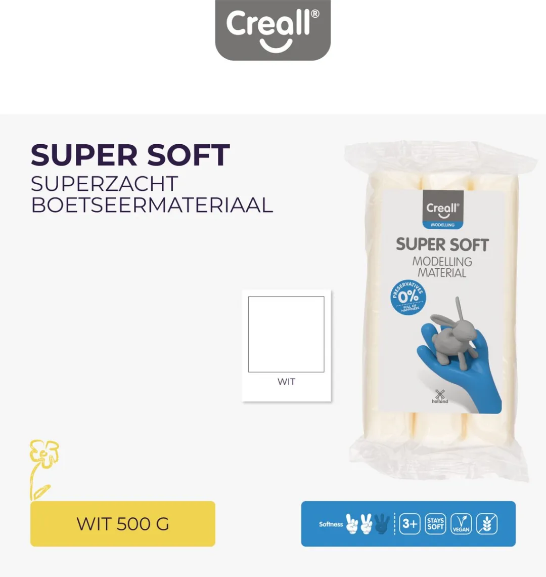 Creall Boetseerklei Supersoft Wit 500g