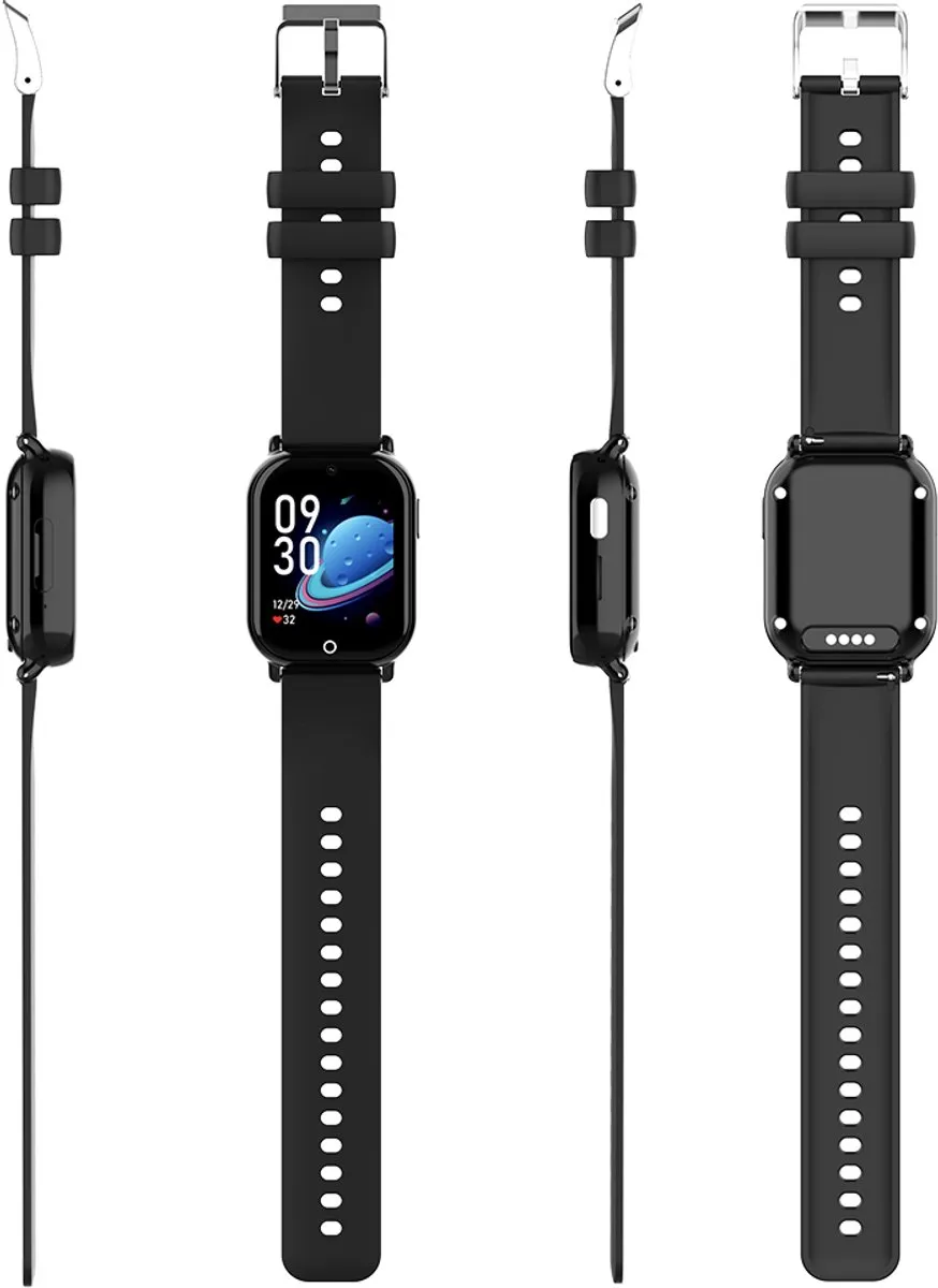 GPSHorlogeKids© - smartwatch kinderen - GPS horloge kind – kleinste model 2025 – kinder smartwatch - 4G videobellen - spatwaterdicht - SOS alarm - incl. SIM - PAX Zwart