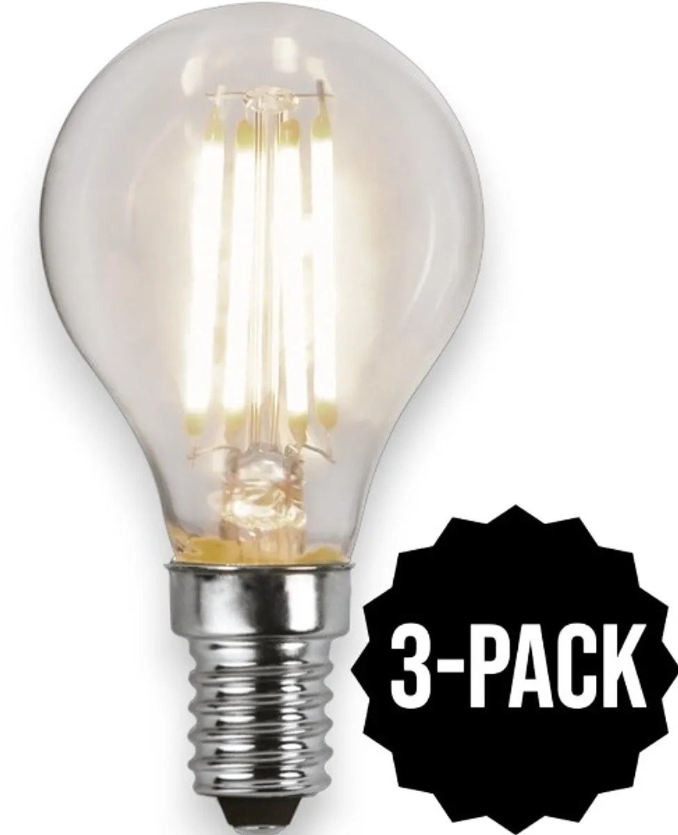 Star Trading E14 Filamentbol 4.2W Warm Wit 3-Pack