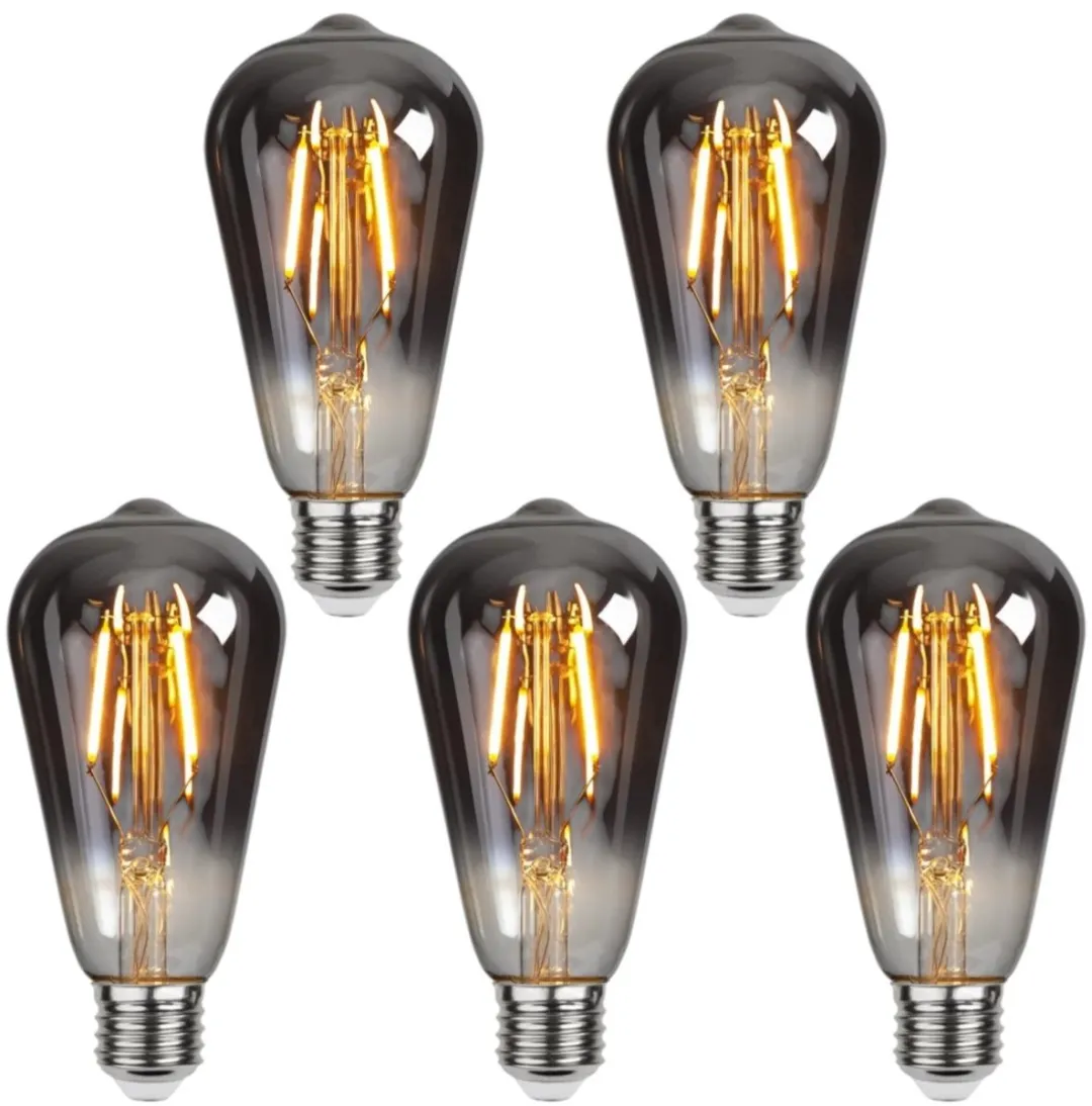 Star Trading Druppel-Edison E27 1.8W Rookglas - 5 Stuks