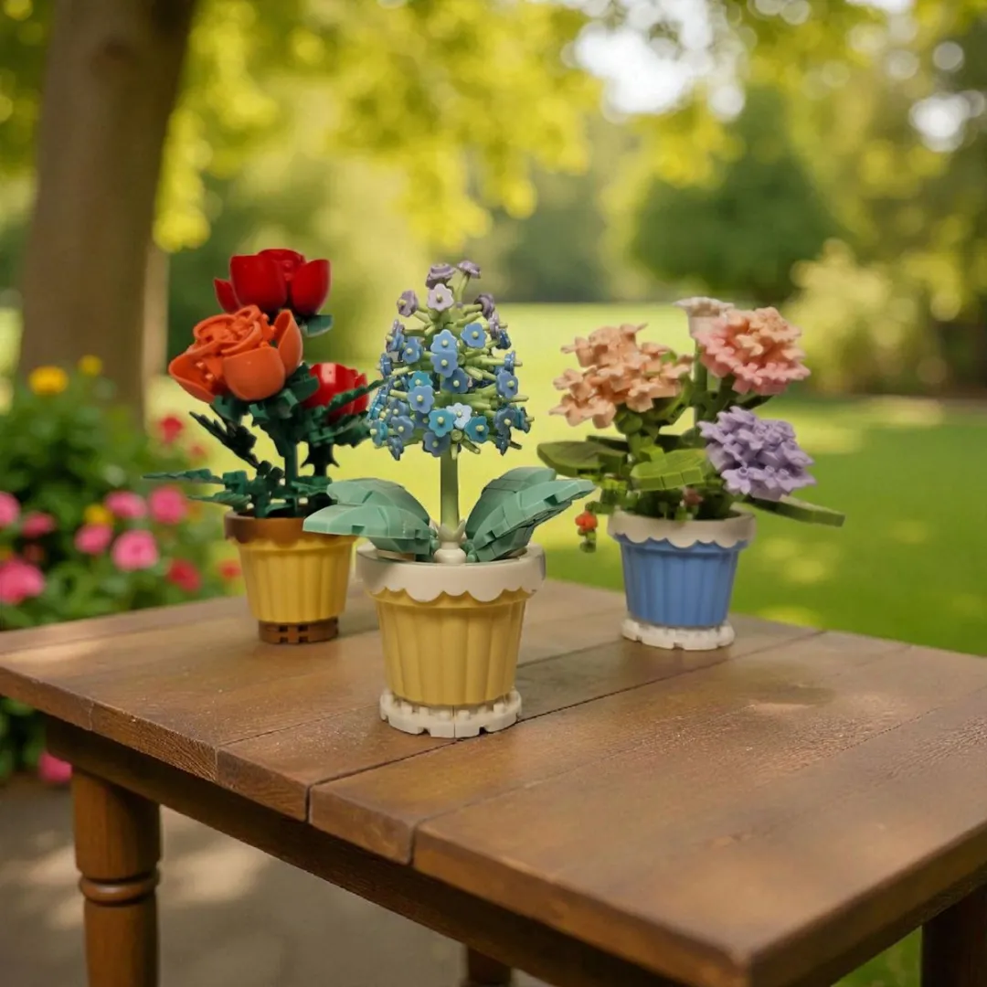DIY Bouwblok Bloemen Set – Set van 3 kleuren – Creatief 3D Bloemenboeket van Kleine Bouwstenen – Speelgoed & Decoratie