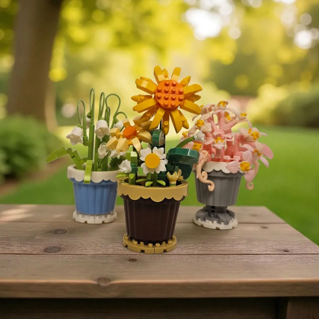 DIY Bouwblok Bloemen Set – Set van 3 kleuren – Creatief 3D Bloemenboeket van Kleine Bouwstenen – Speelgoed & Decoratie