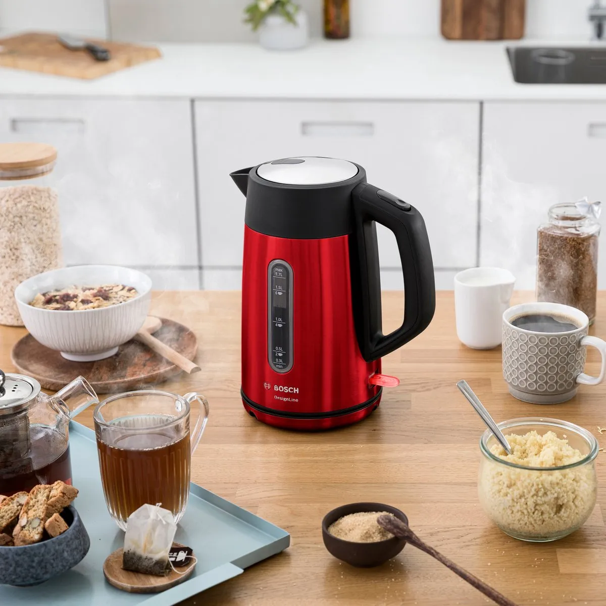 Bosch TWK4P434 DesignLine - Waterkoker - Rood / Zwart