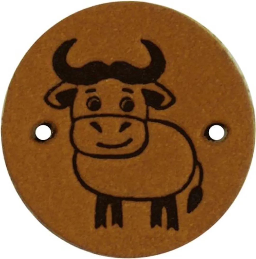 Durable Leren Label met Koe Opdruk - 2 Stuks