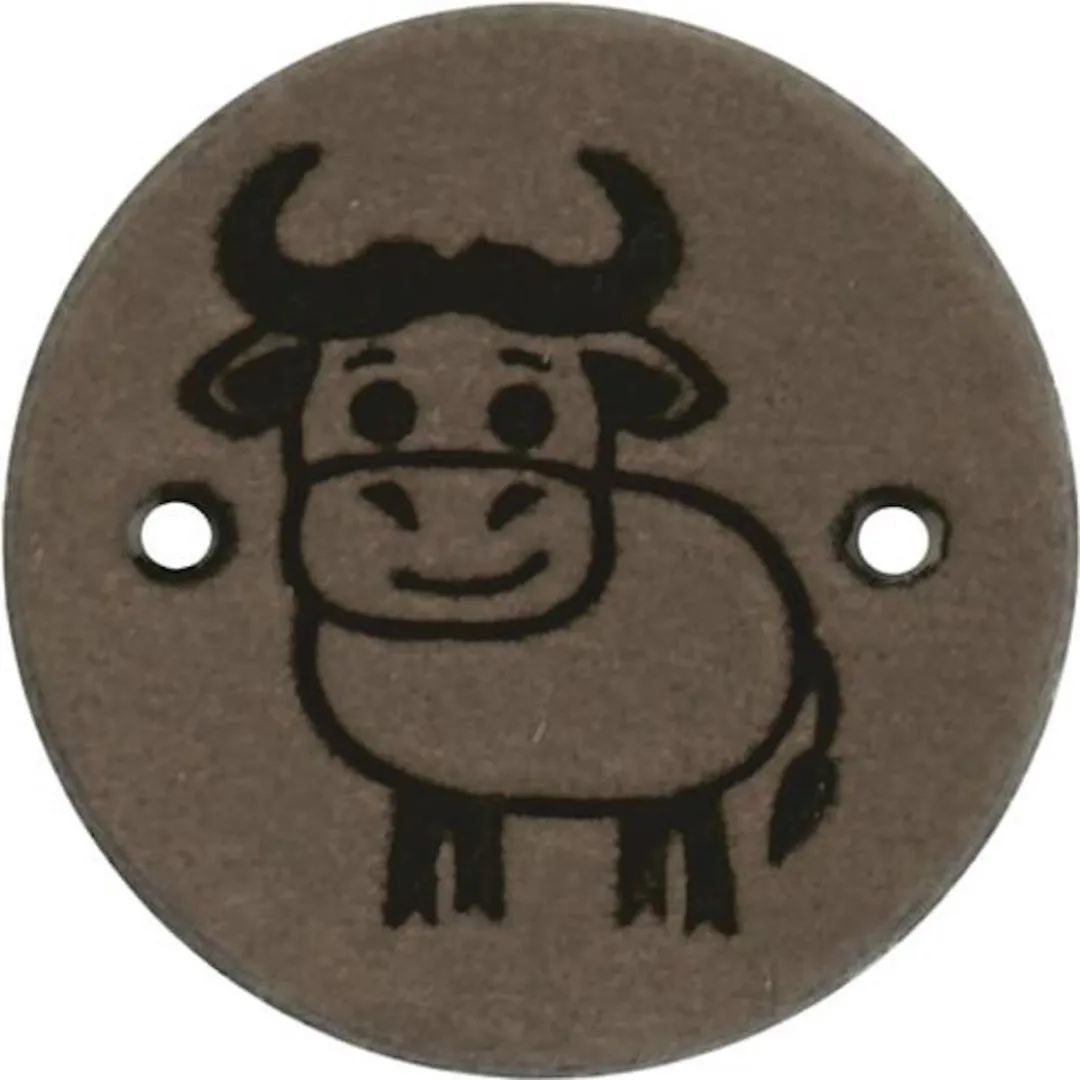 Durable Leren Label met Koe Opdruk - 2 Stuks