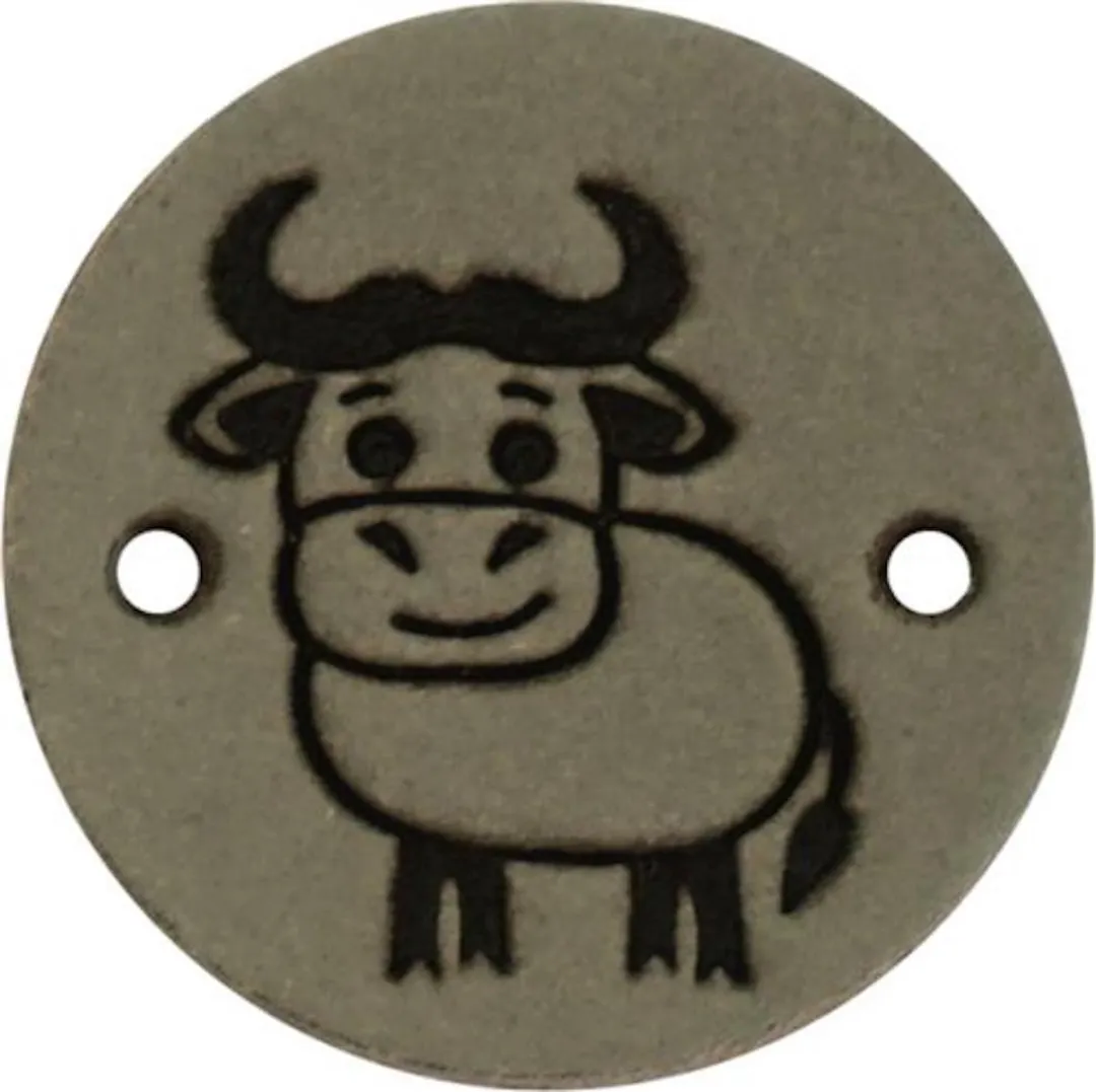 Durable Leren Label met Koe Opdruk - 2 Stuks