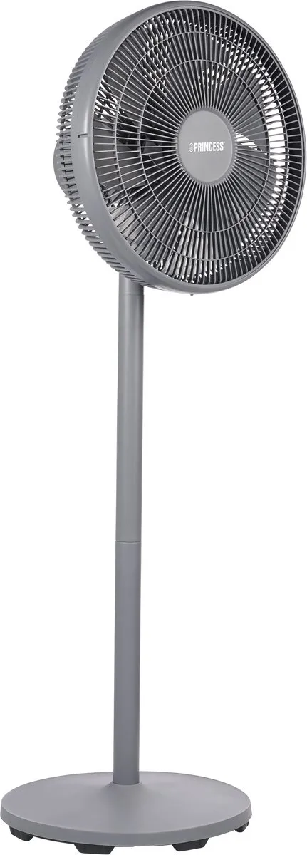 Princess DC Staande Ventilator – Extra Stil - ⌀44cm – 12 Snelheden – Oscillatie – Timer 1-8uur – Met Afstandsbediening – 30W – Grijs - 354822