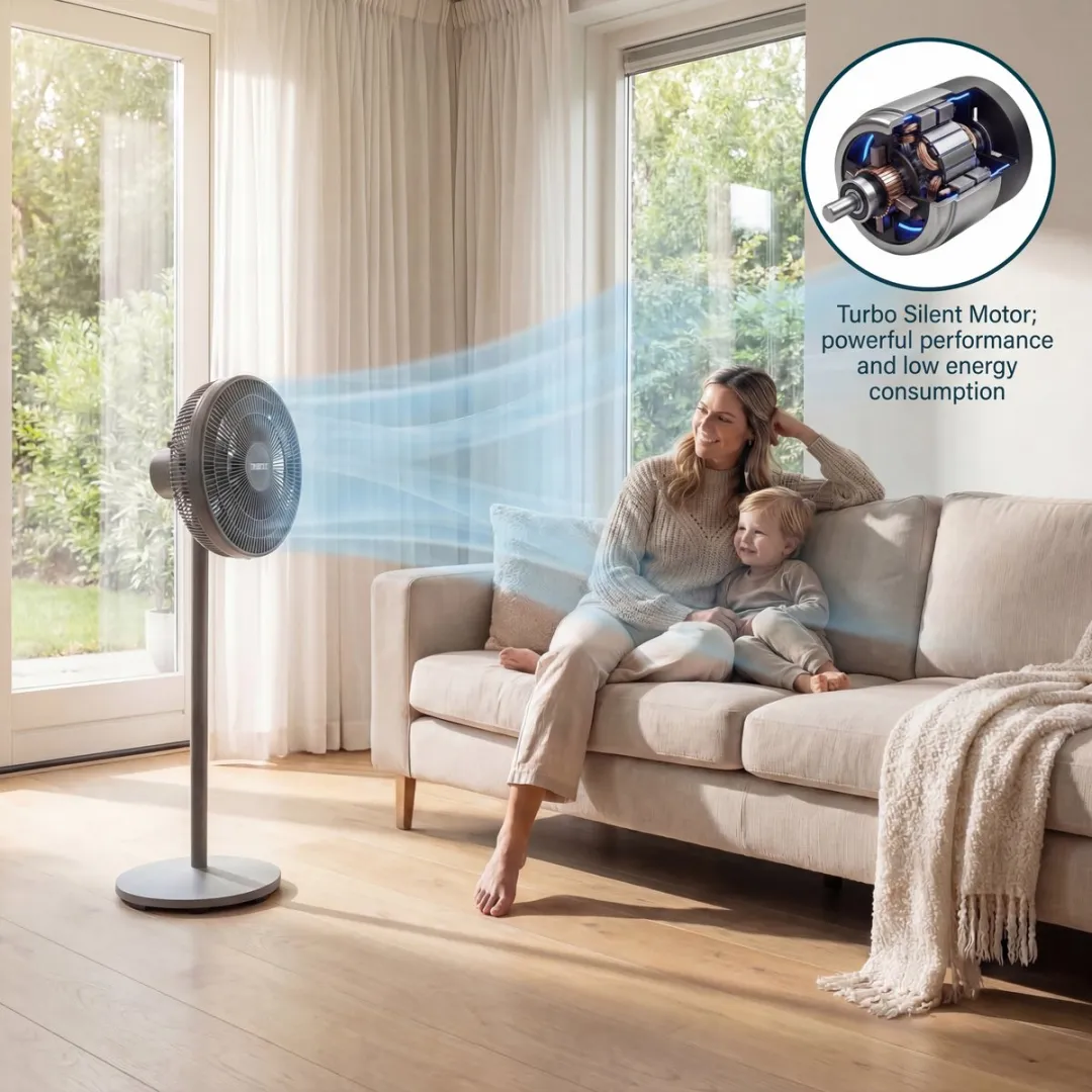 Princess DC Staande Ventilator – Extra Stil - ⌀44cm – 12 Snelheden – Oscillatie – Timer 1-8uur – Met Afstandsbediening – 30W – Grijs - 354822