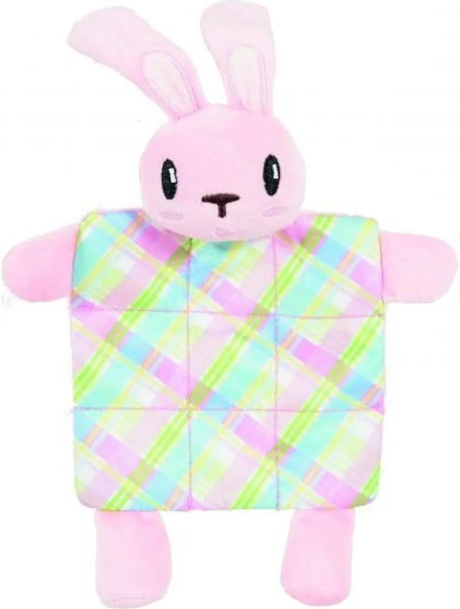 Zolux puppyspeelgoed konijn plush plaid crinklestof roze (17,5X3X20 CM)