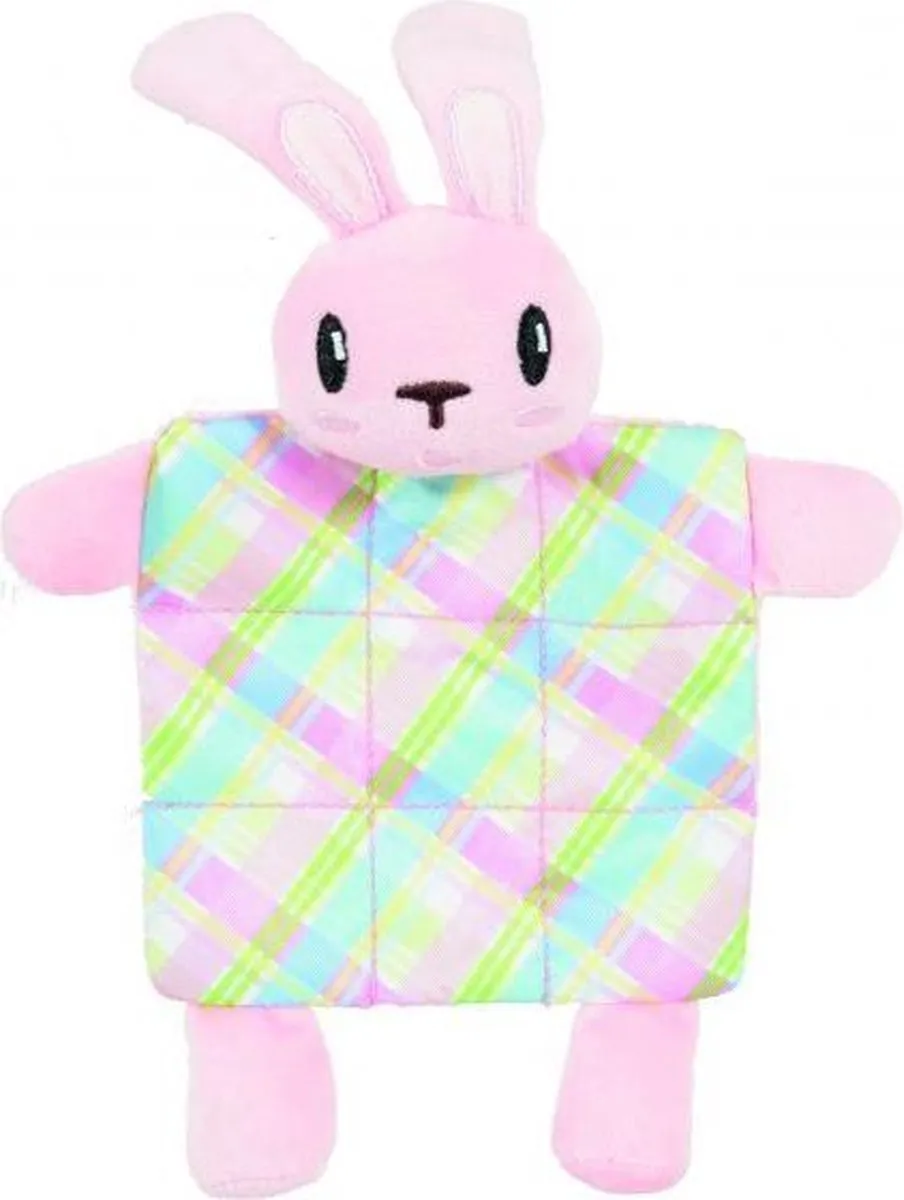 Zolux puppyspeelgoed konijn plush plaid crinklestof roze (17,5X3X20 CM)