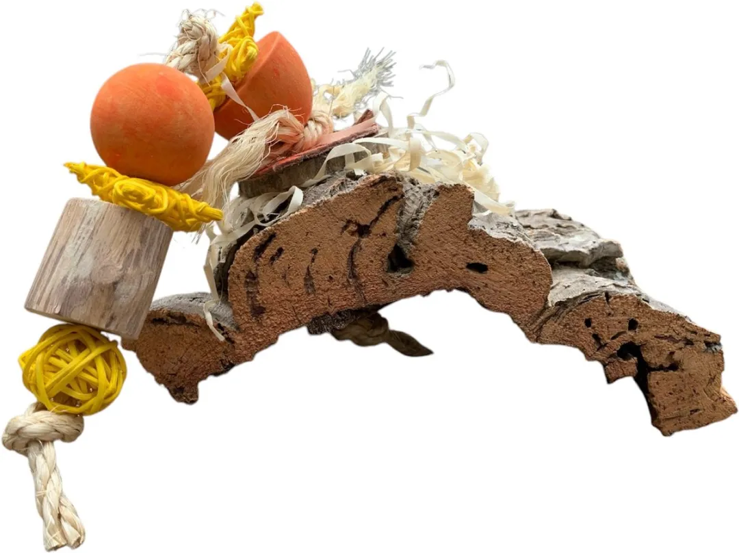 Speelgoed voor vogels -home en dier speelgoed -Kurk plateau met speelgoed