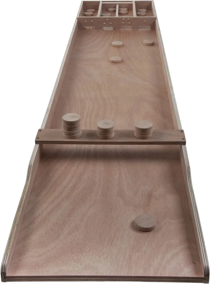 ThysToys Sjoelbak 200 cm - Wedstrijdsjoelbak van hout met 30 sjoelstenen