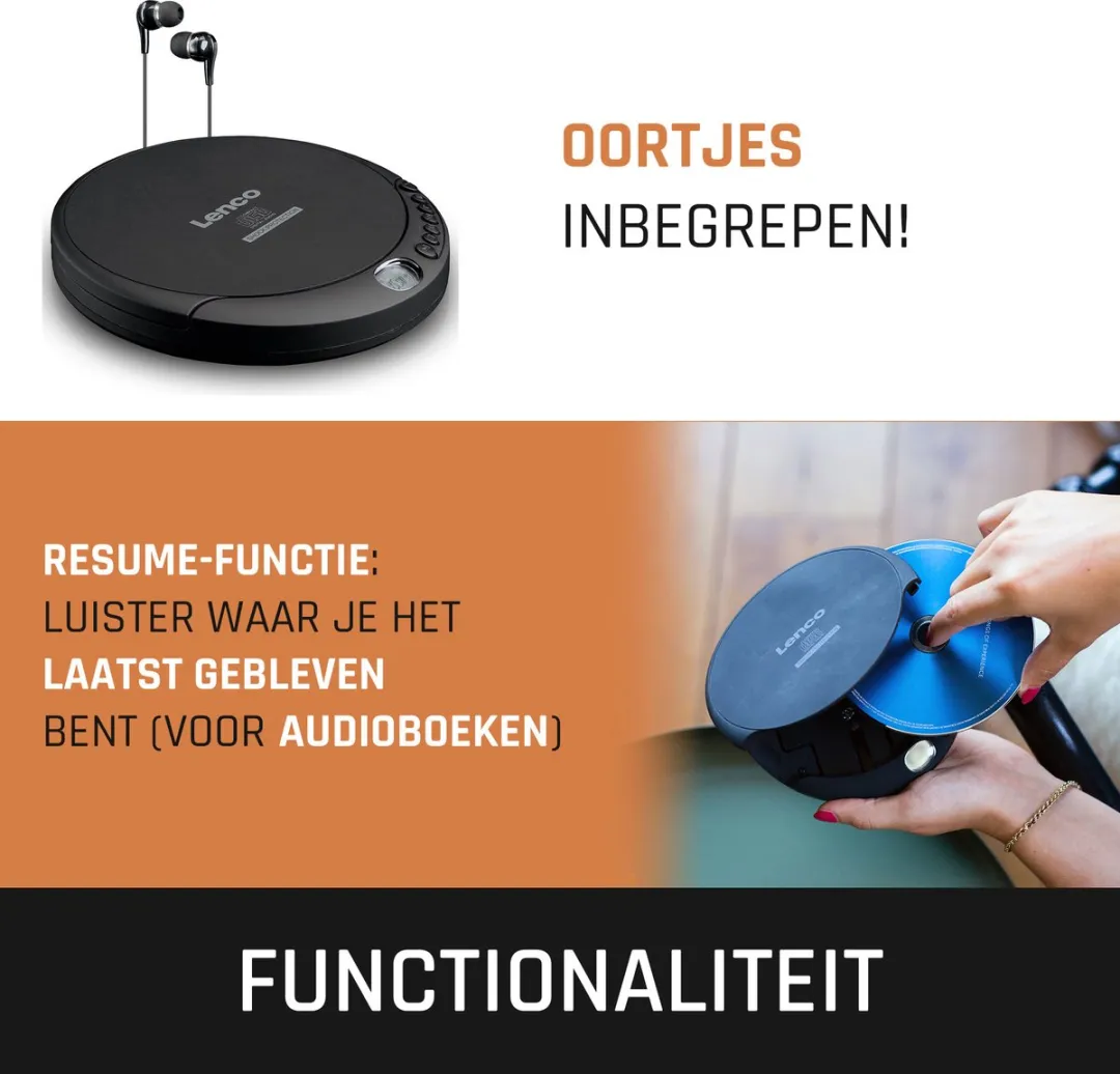 Lenco CD-200 Discman - Anti-Shock Zwart