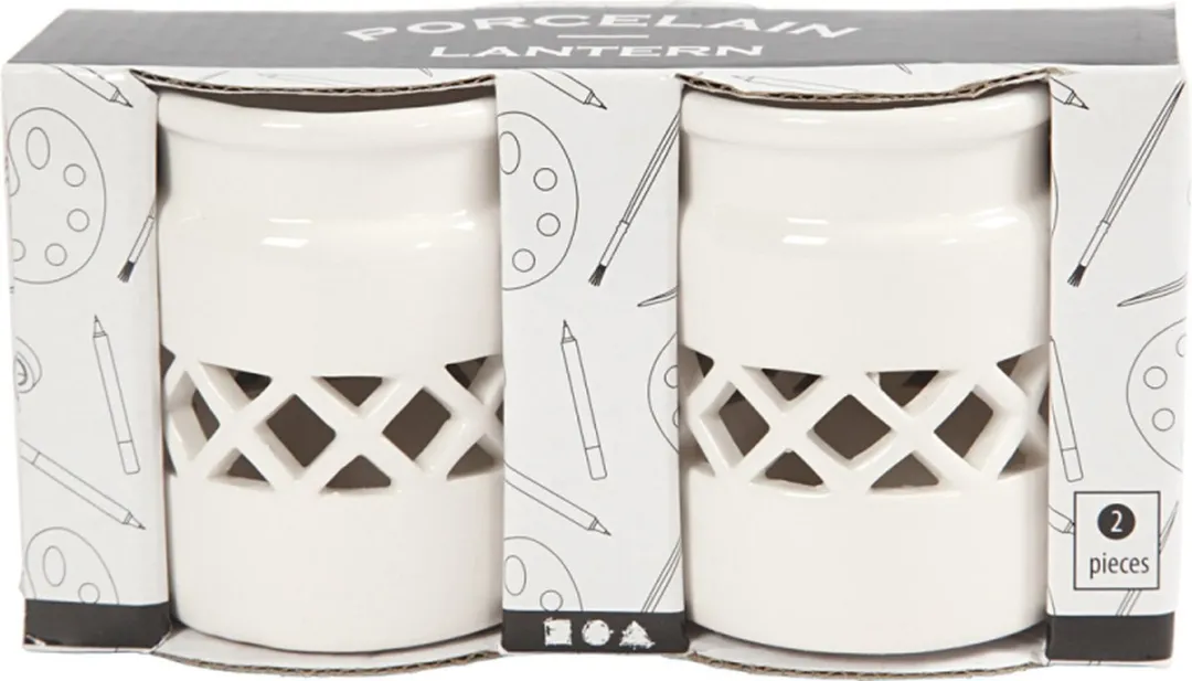 Creativ Company Porseleinen Lantaarn 8cm - 2 Stuks Multicolor