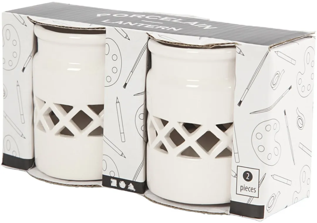 Creativ Company Porseleinen Lantaarn 8cm - 2 Stuks Multicolor