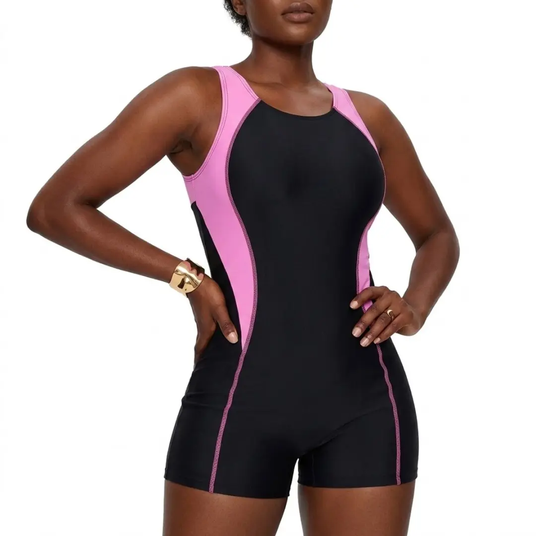 Zwart Roze Sport Badpak Dames Maat M