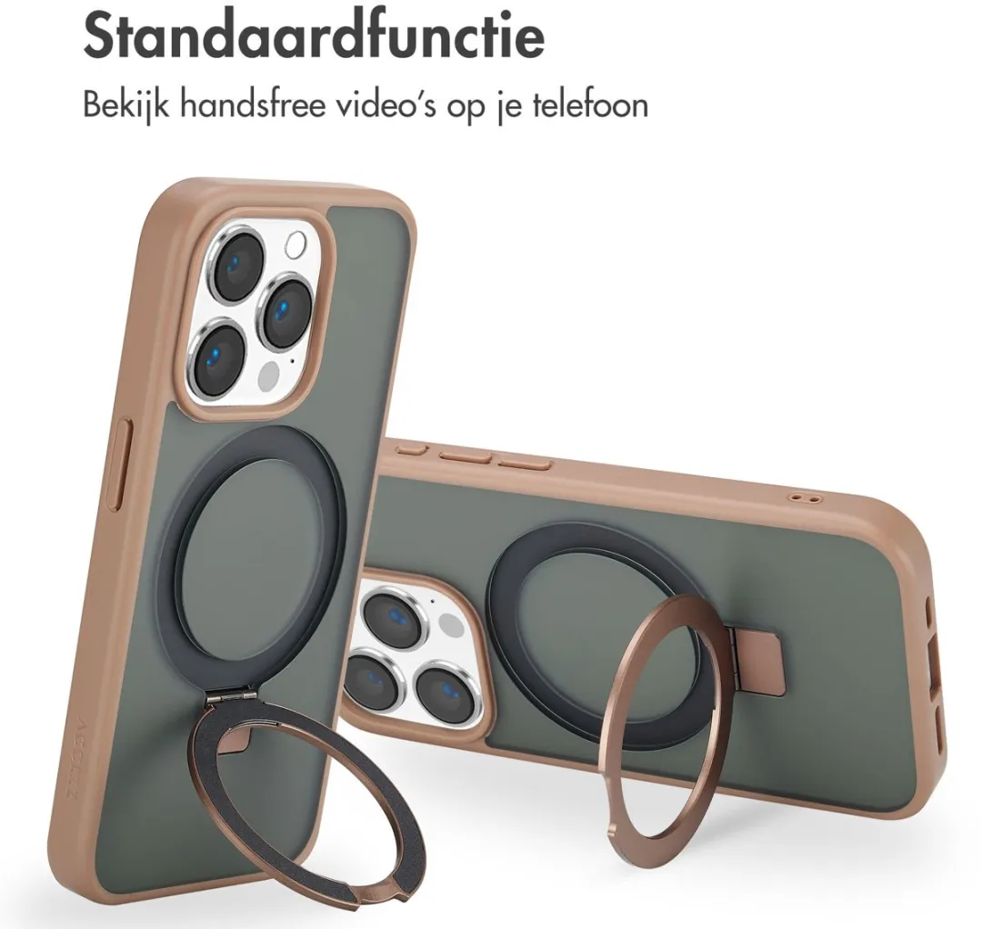 Accezz iPhone 15 Pro Hoesje - MagSafe Ringstand - Bruin