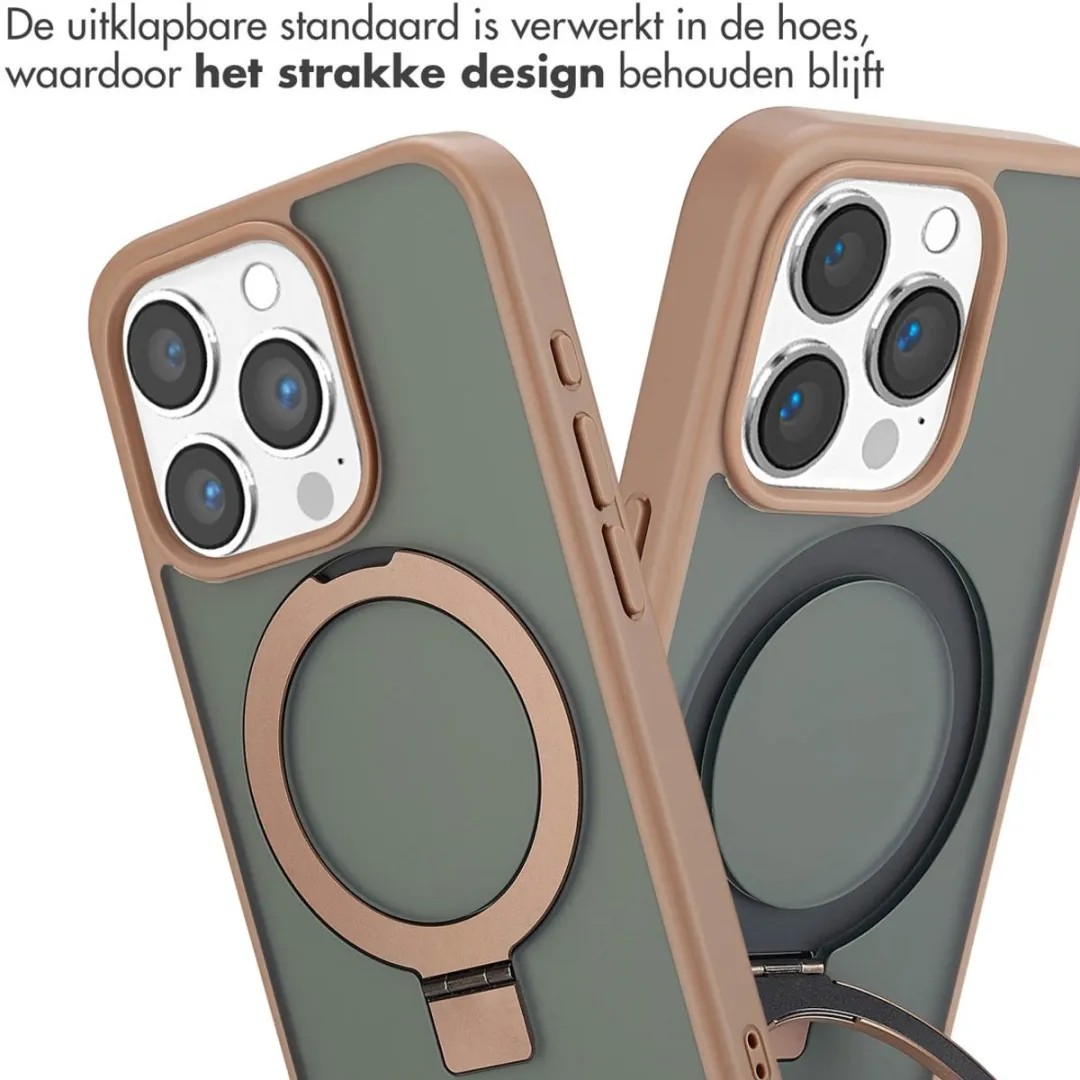 Accezz iPhone 15 Pro Hoesje - MagSafe Ringstand - Bruin