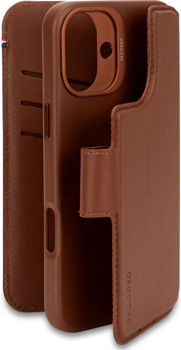 Decoded Leren Wallet Case iPhone 16 Plus D25IPO16PLDW5TN - 3 Pasjes - Bruin