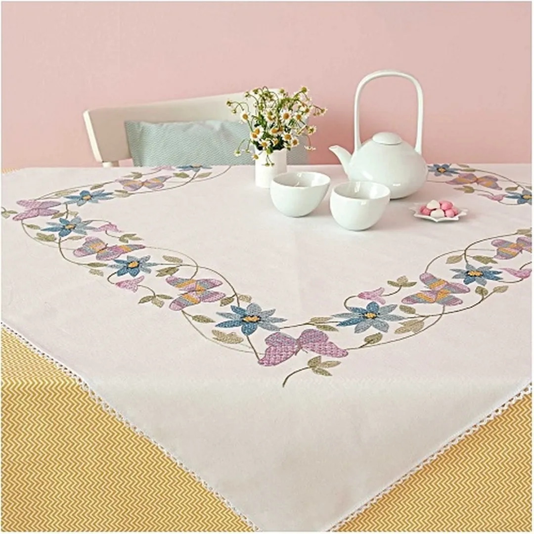 Rico Design Vlinder Kruissteek Borduurpakket Roze/Wit