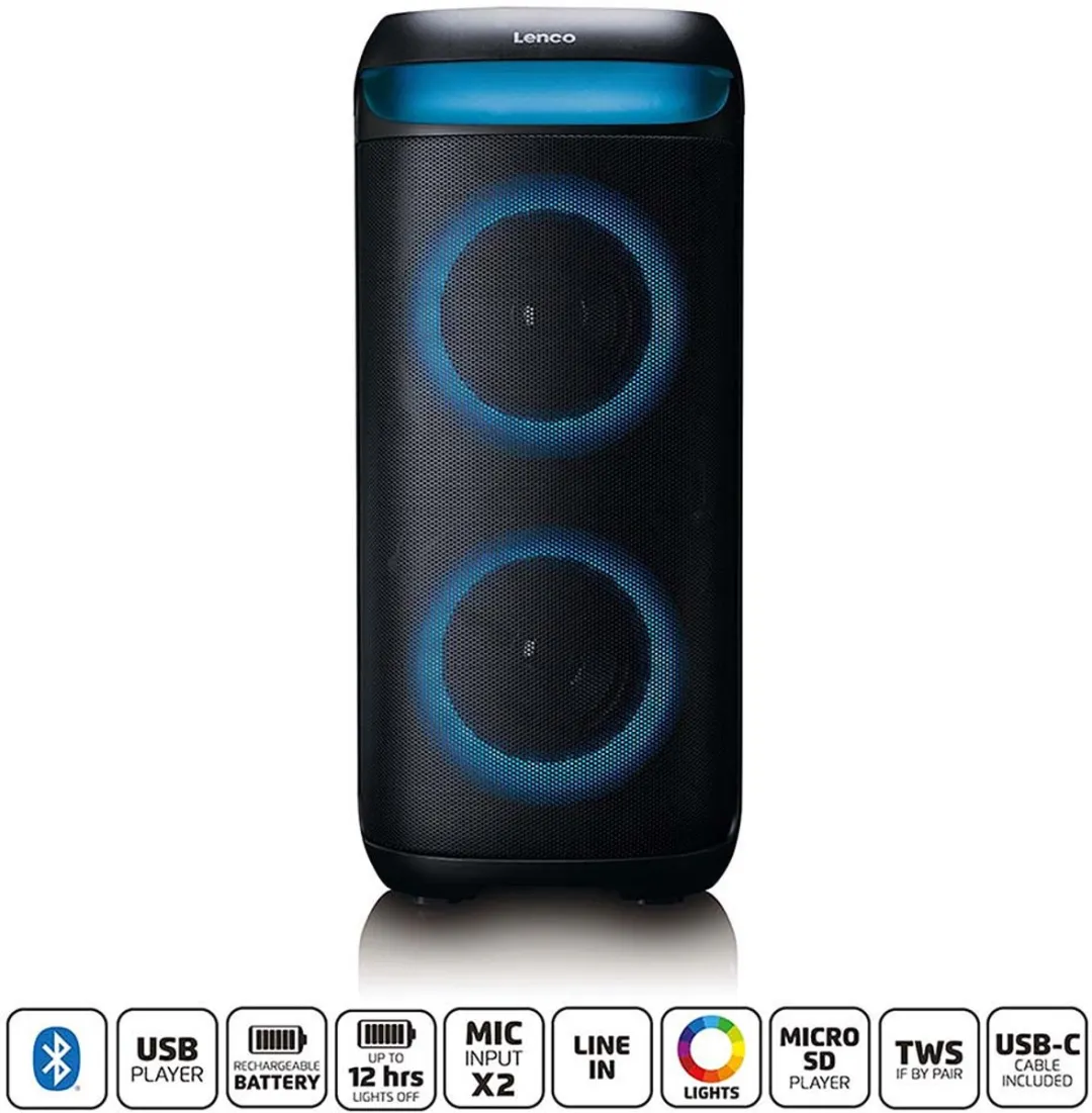 Lenco PA-210BK Bluetooth Speaker - 100W - Zwart