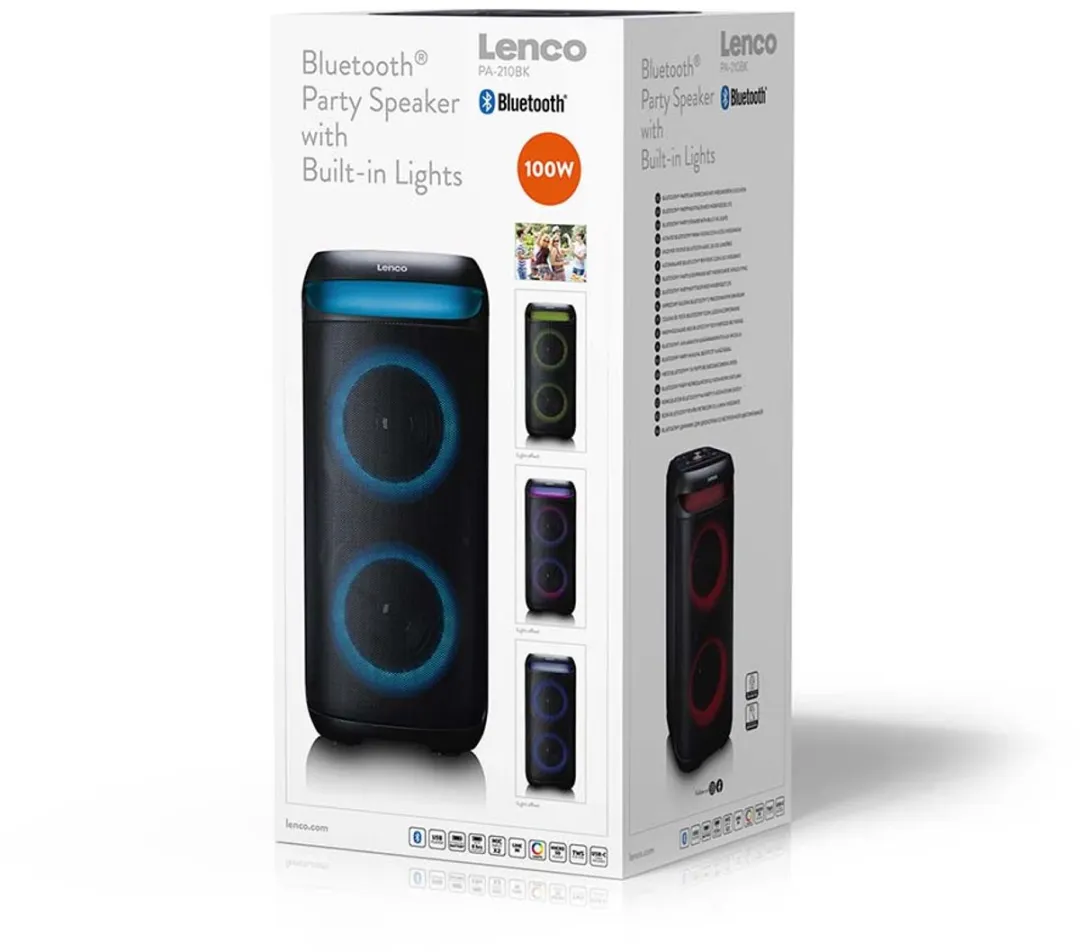 Lenco PA-210BK Bluetooth Speaker - 100W - Zwart - afbeelding 6 van 6