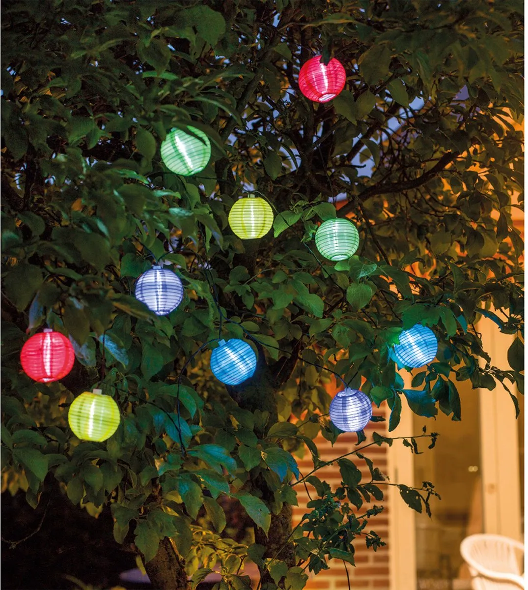 Lumineo Lichtsnoer LED Lampionnen - 14,5m - 20 Stuks - Multicolor