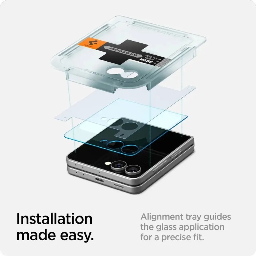 Spigen EZ Fit Glas.tR AGL09586 Screenprotector - Samsung Galaxy Z Flip 7 - afbeelding 6 van 6
