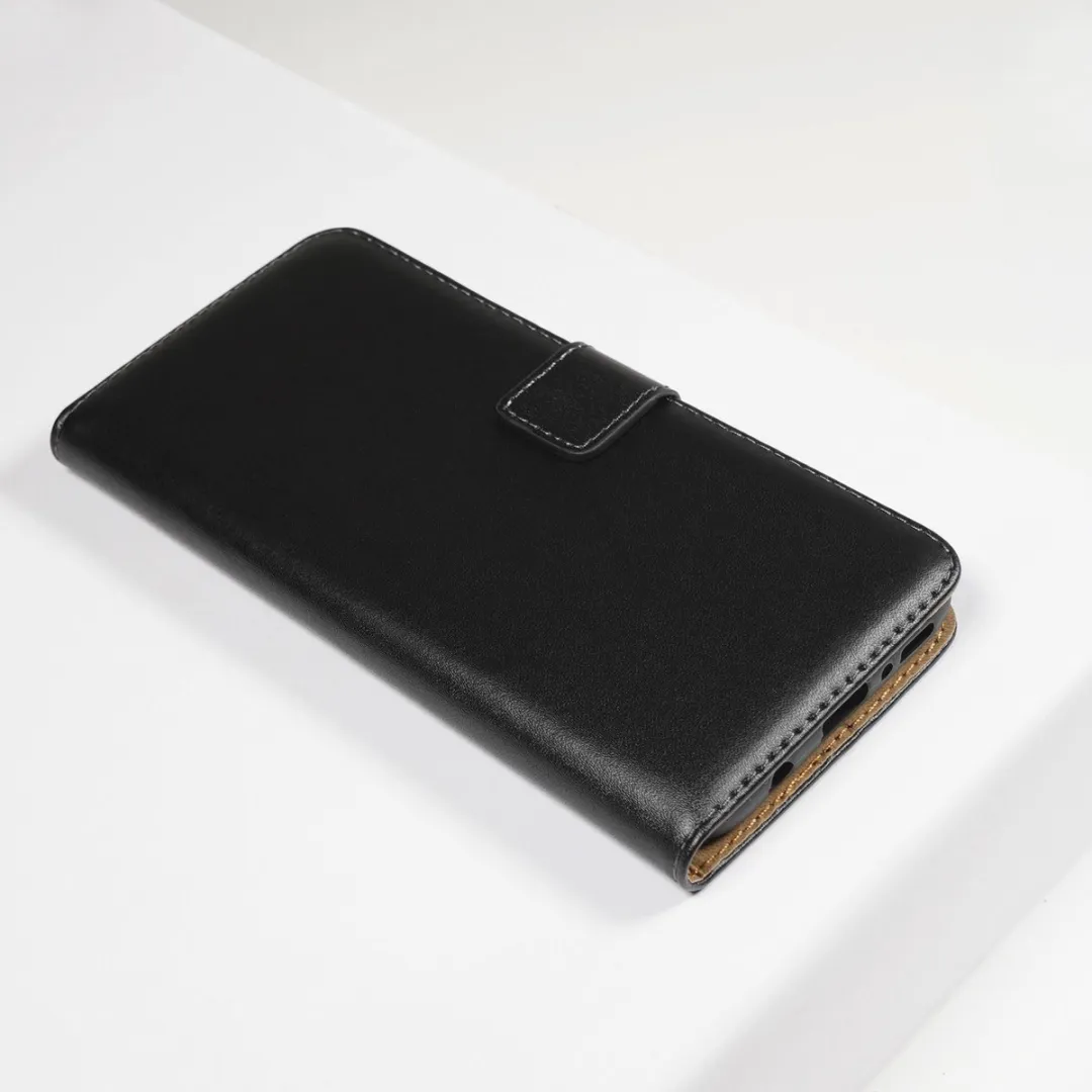 BMAX Leren book case hoesje geschikt voor Samsung Galaxy A31 / Lederen book cover / Beschermhoesje / Telefoonhoesje / Hard case / Telefoonbescherming - Zwart