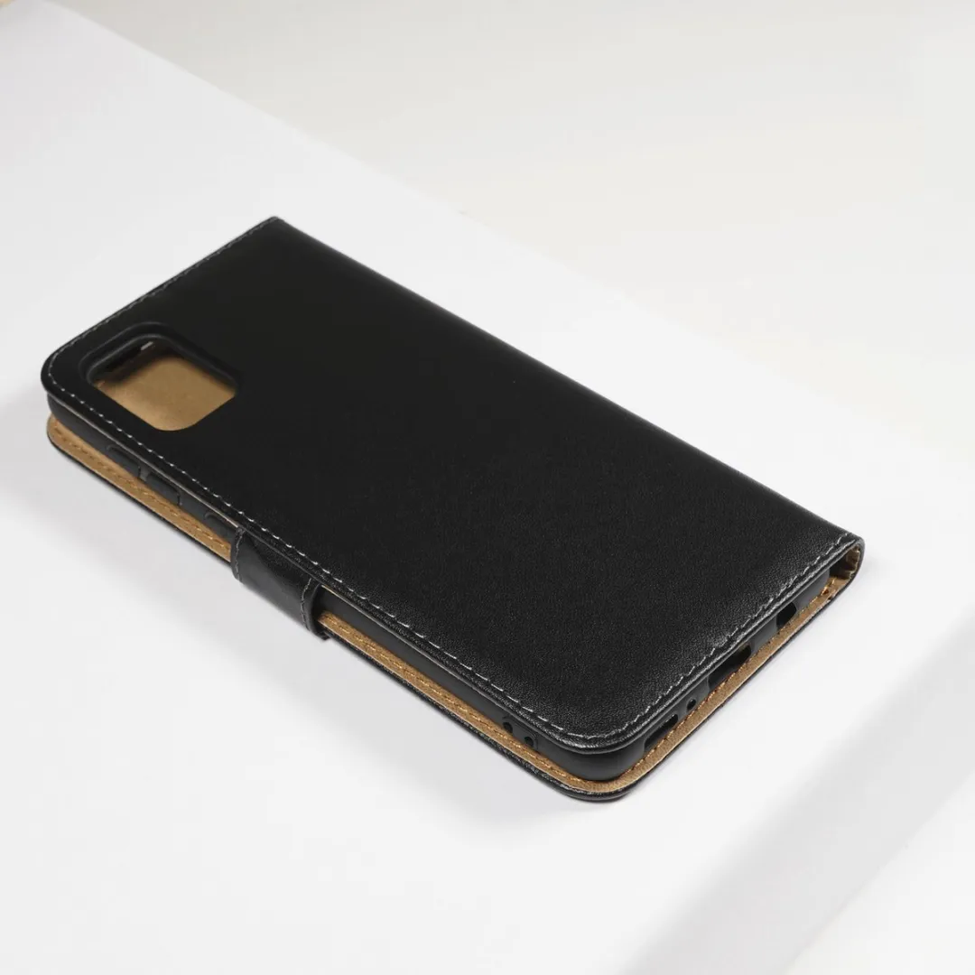 BMAX Leren book case hoesje geschikt voor Samsung Galaxy A31 / Lederen book cover / Beschermhoesje / Telefoonhoesje / Hard case / Telefoonbescherming - Zwart