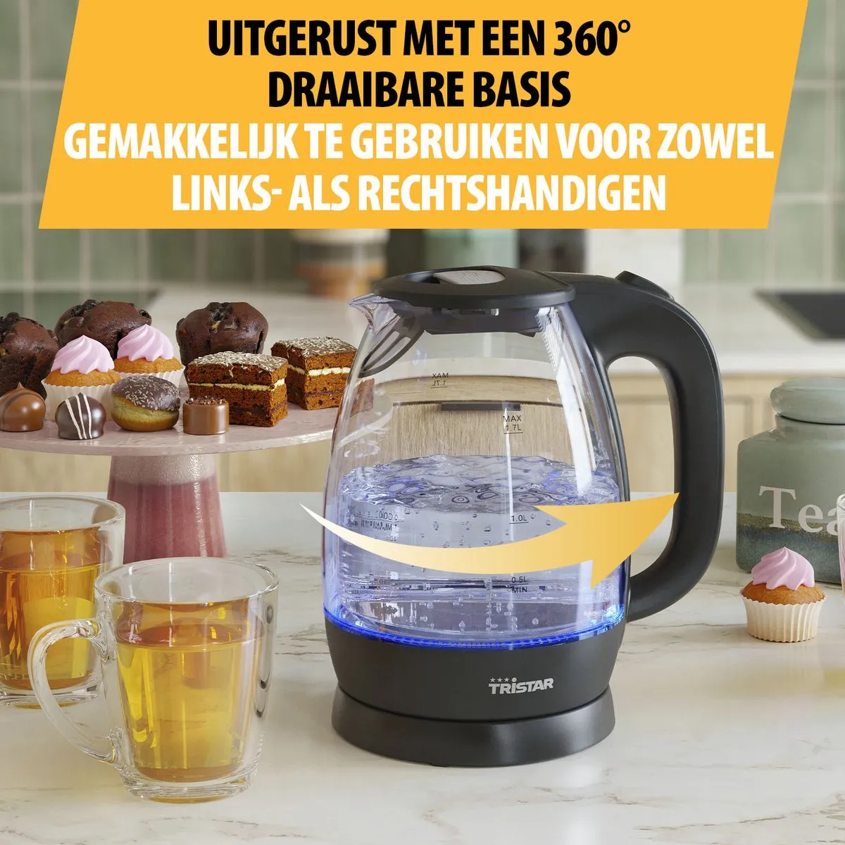 Tristar WK-3405 Waterkoker 2200W 1,7L Glas - afbeelding 6 van 6