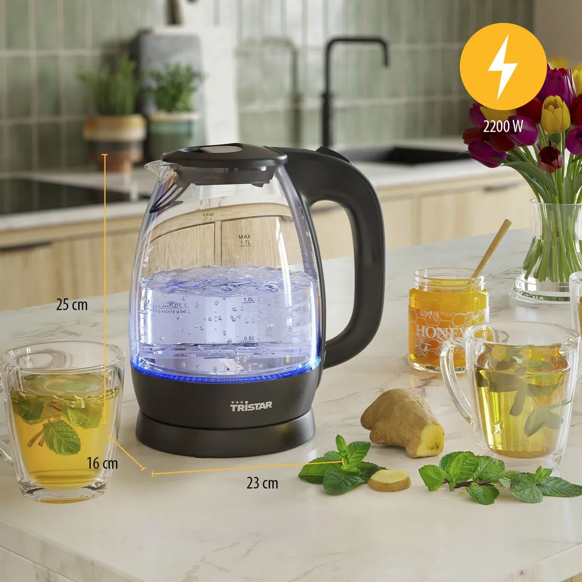 Tristar WK-3405 Waterkoker 2200W 1,7L Glas