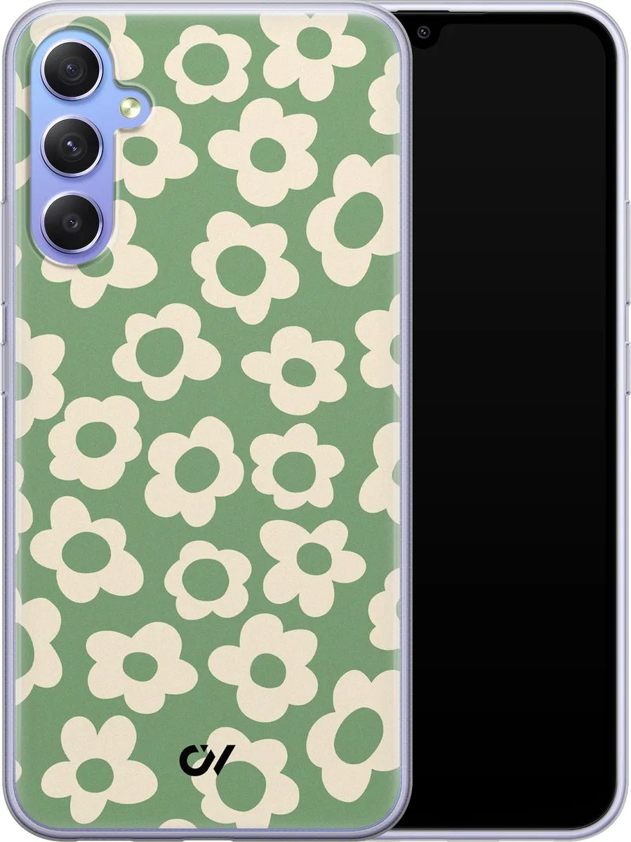 Casevibes Hoesje Samsung Galaxy A34 Retro Cute Flowers - Groen