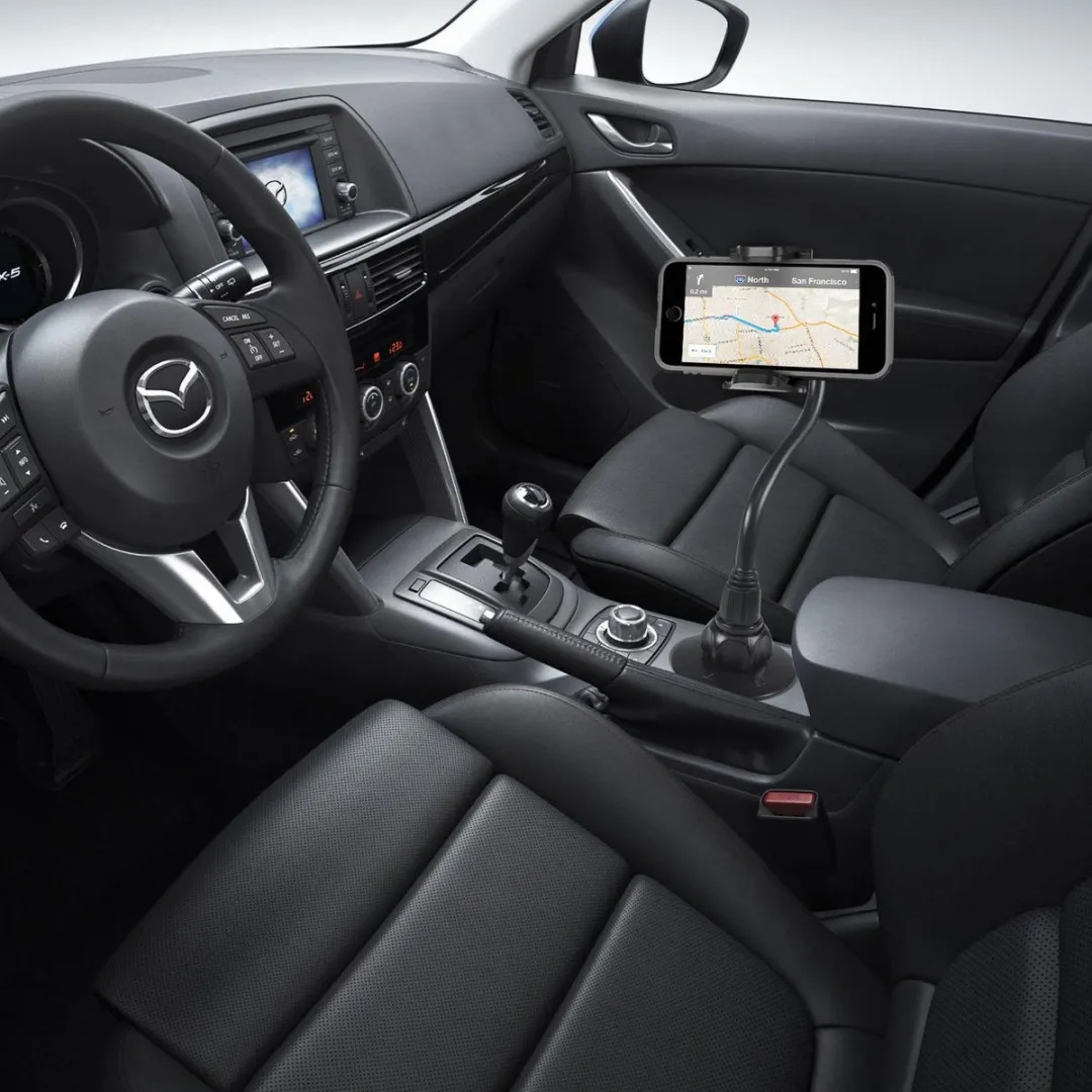 Macally MCUP2XL verstelbare telefoonhouder voor in de autobekerhouder - Met 20 cm lange flexibele hals