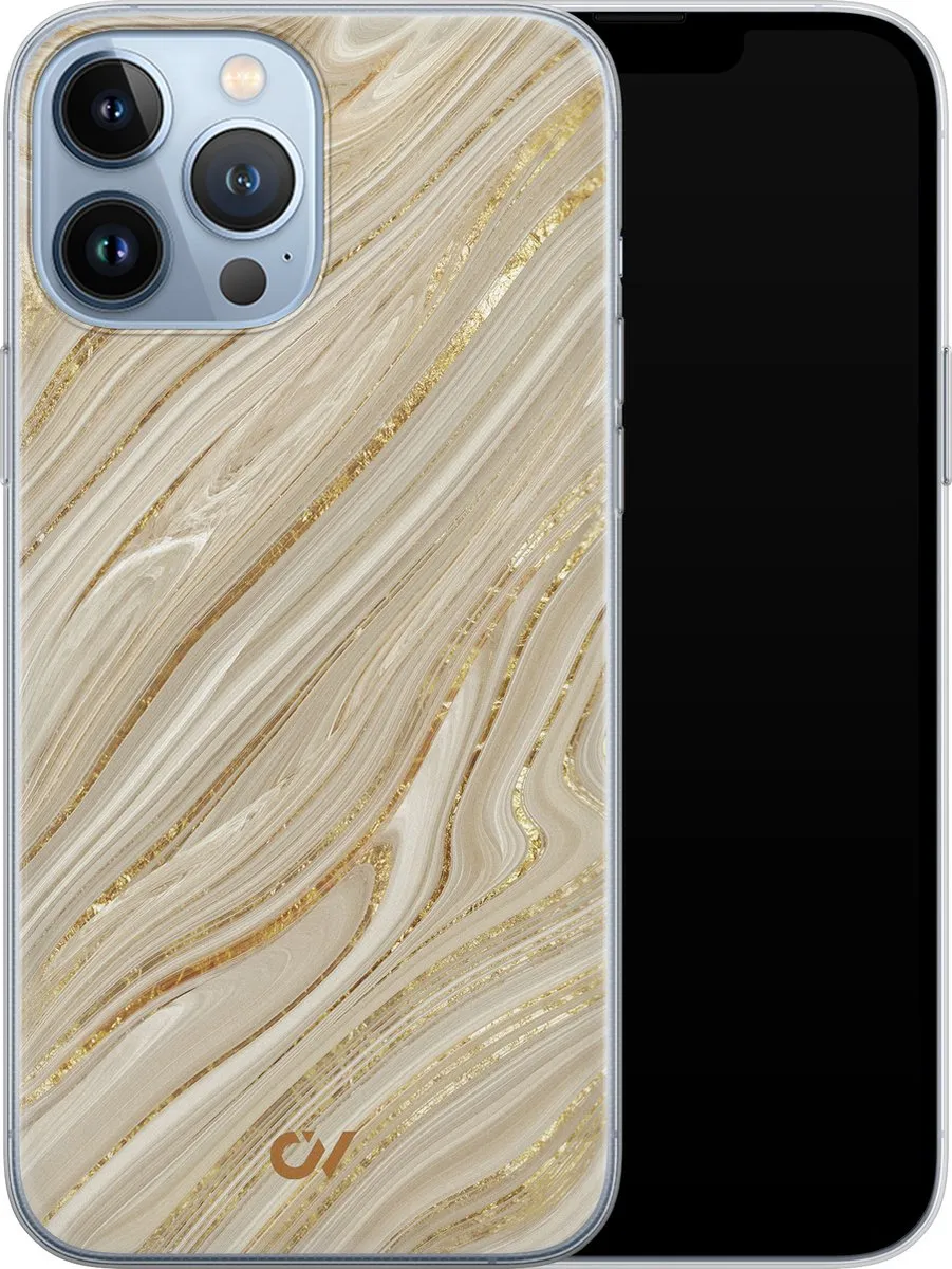 Casevibes iPhone 13 Pro Max Hoesje Golden Marble - Goud