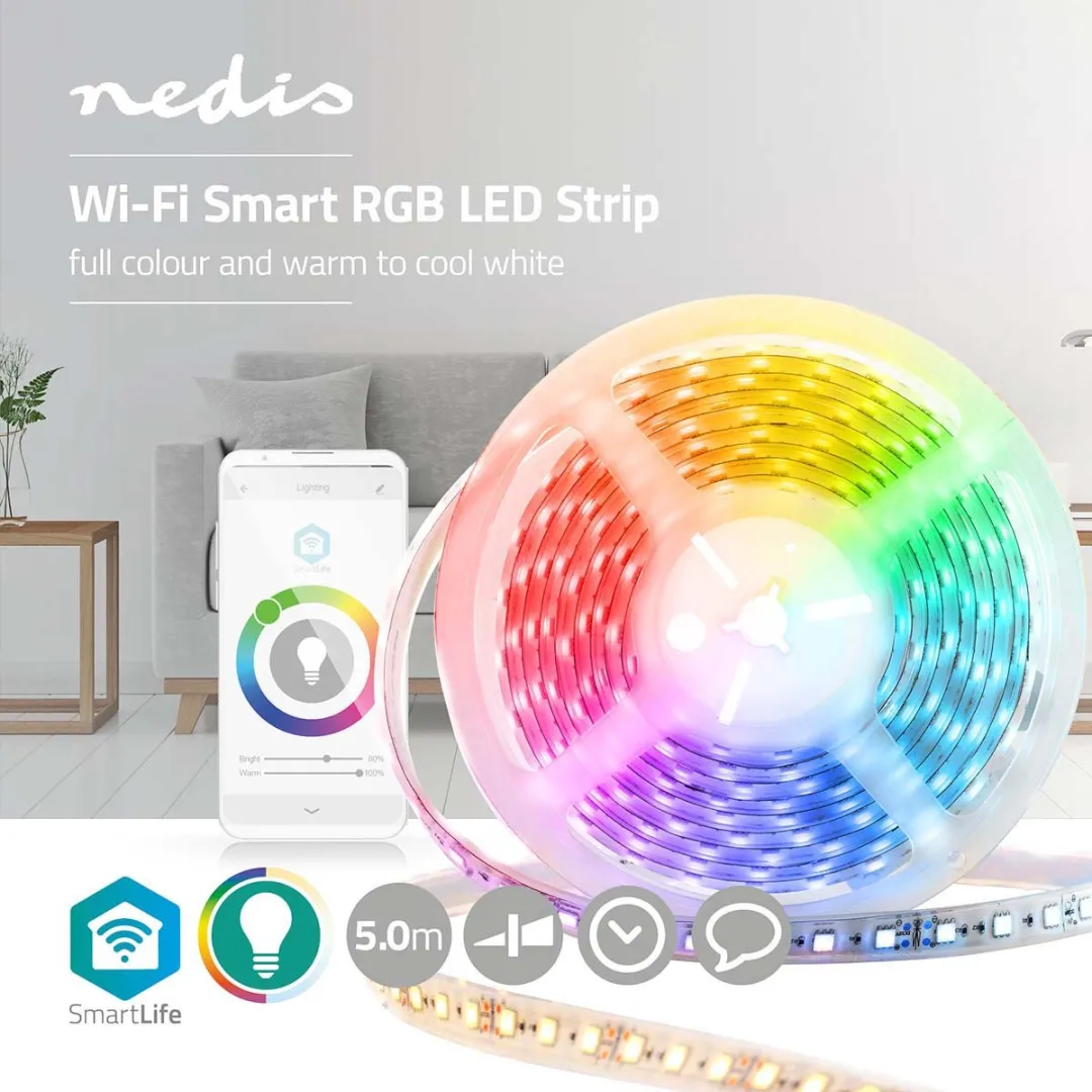 Nedis SmartLife LED Strip RGBW 5m - Multicolor - IP44 - afbeelding 6 van 6
